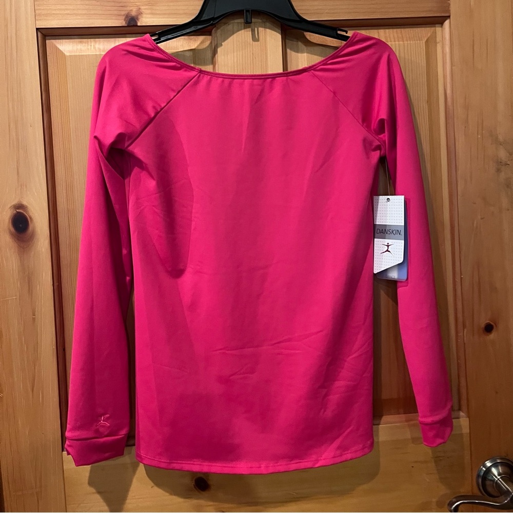 Bright pink open back Danskin dance top